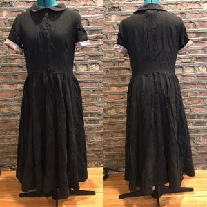 SON DE FLOR Black SS Long Linen Dress M